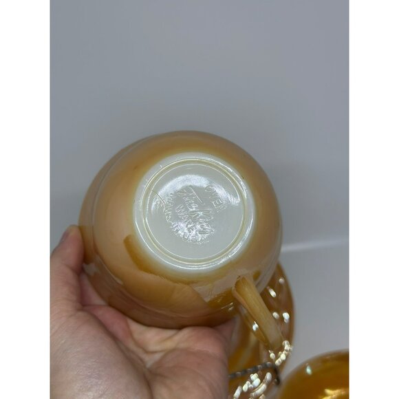 VTG Fire King Peach Lustre Coffee Tea Mugs & Saucers Set MCM Dinnerware Serve - Picture 5 of 7